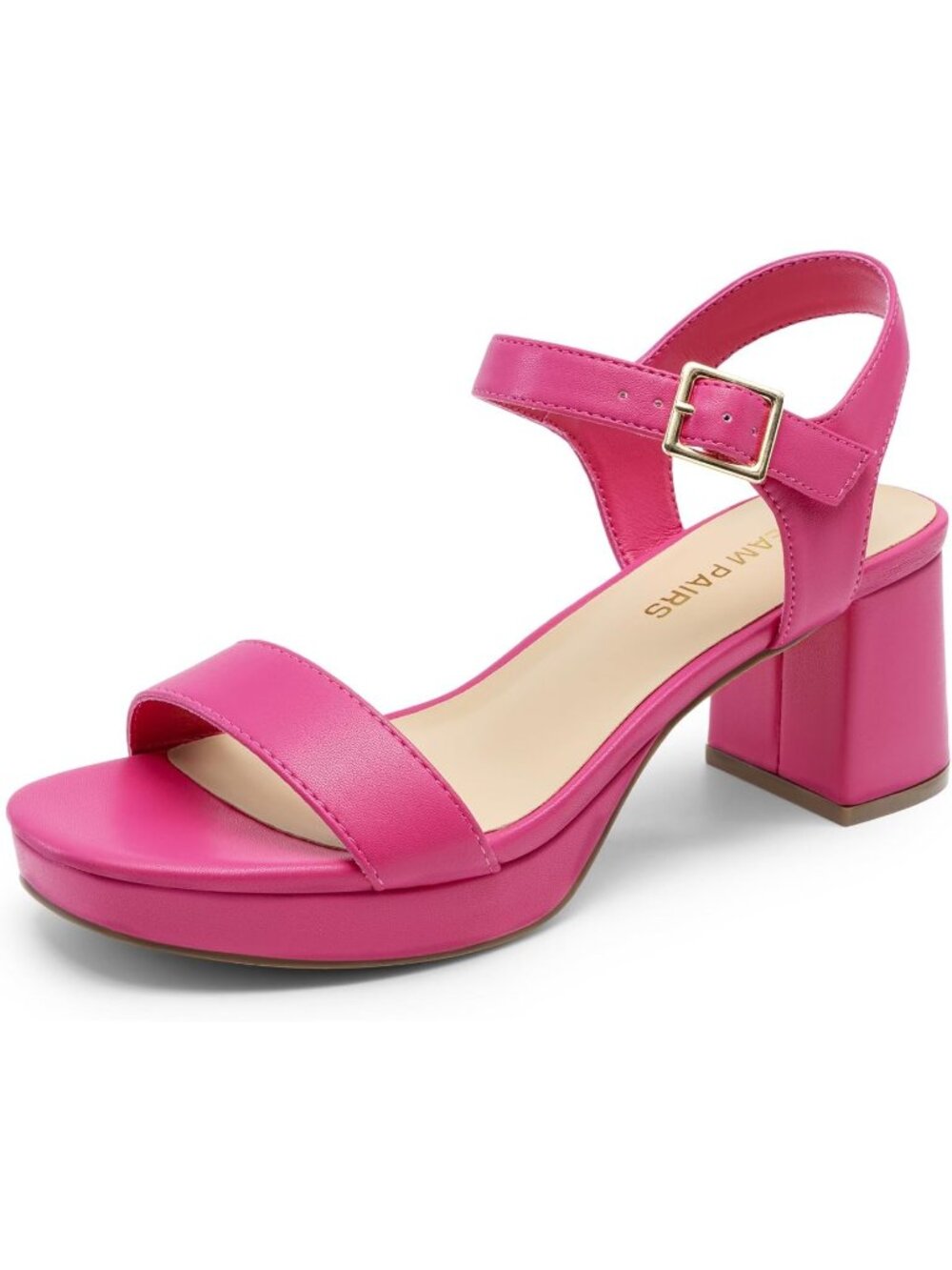 Dream Pairs Women's Hot Pink Open Toe Ankle Strap Block Chunky Heels Sandals